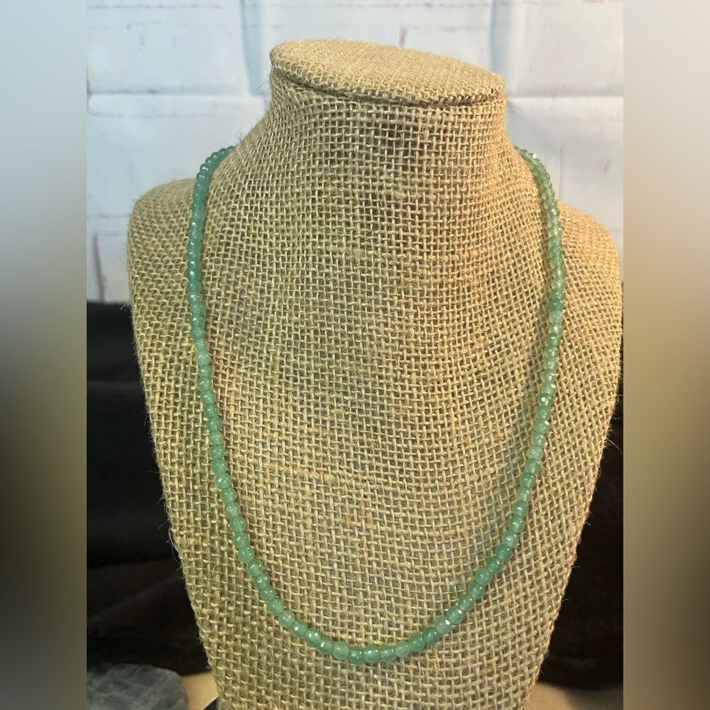 Faceted and beaded emerald 20” necklace 14KYG clasp 70ctw